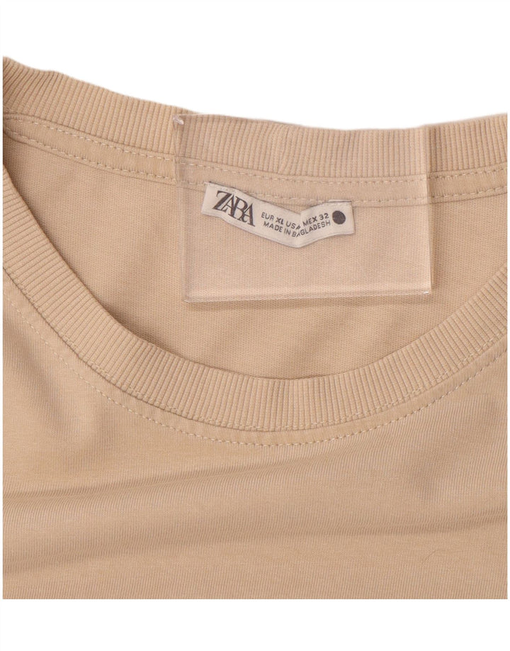 Zara Damen T-Shirt Top UK 18 XL Beige