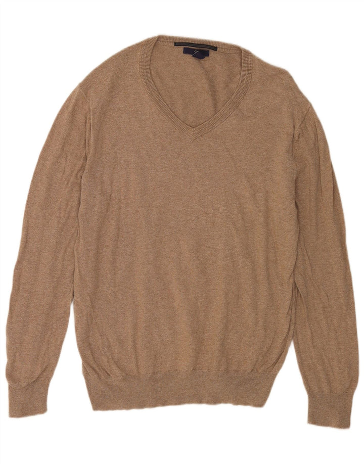 Gap Herren-Pullover mit V-Ausschnitt aus mittelbeiger Baumwolle