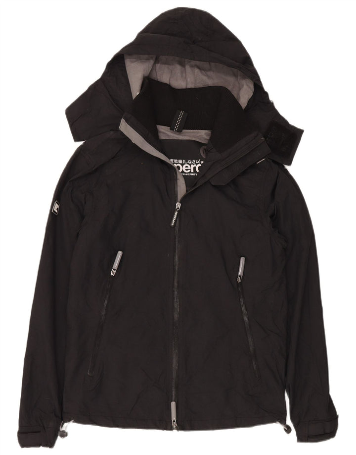 Superdry Damen-Windbreakerjacke mit Kapuze, UK 14, Mittelschwarzes Nylon