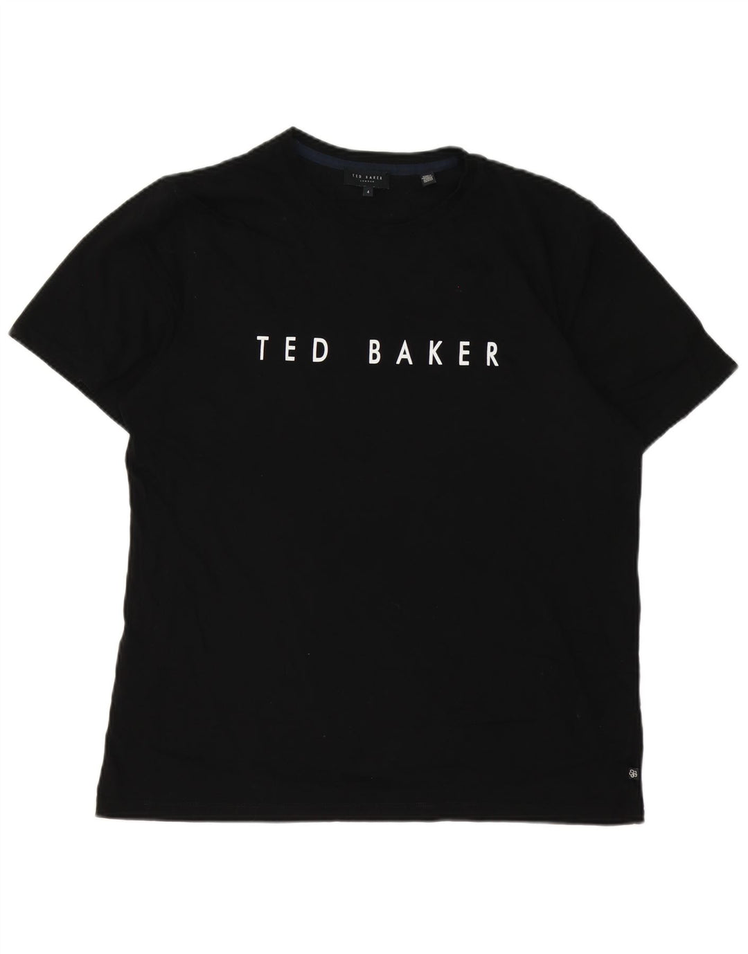 Ted Baker Herren-T-Shirt mit Grafik, Größe 4, Größe L, schwarze Baumwolle
