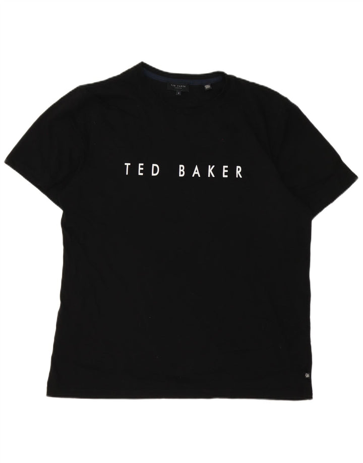 Ted Baker Herren-T-Shirt mit Grafik, Größe 4, Größe L, schwarze Baumwolle