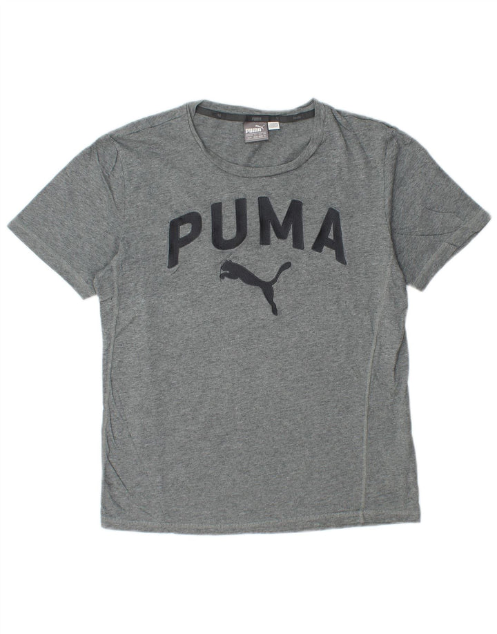 Puma Herren Grafik-T-Shirt-Oberteil aus mittelgrauer Baumwolle