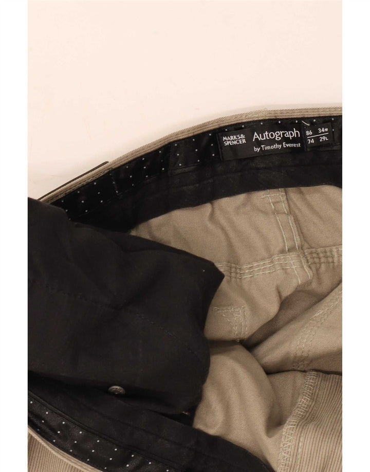 Marks & Spencer Herren gerade Freizeithose W34 L29 Khaki