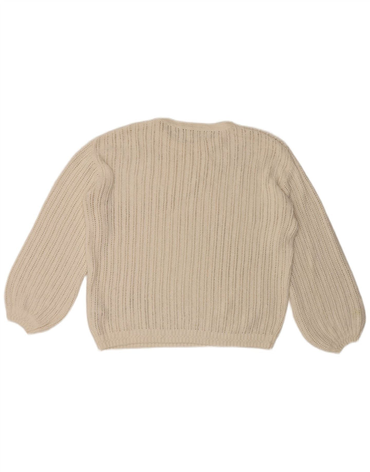 Fat Face Damen-Pullover, übergroß, Rundhalsausschnitt, Gr. 12, Mittelweiß