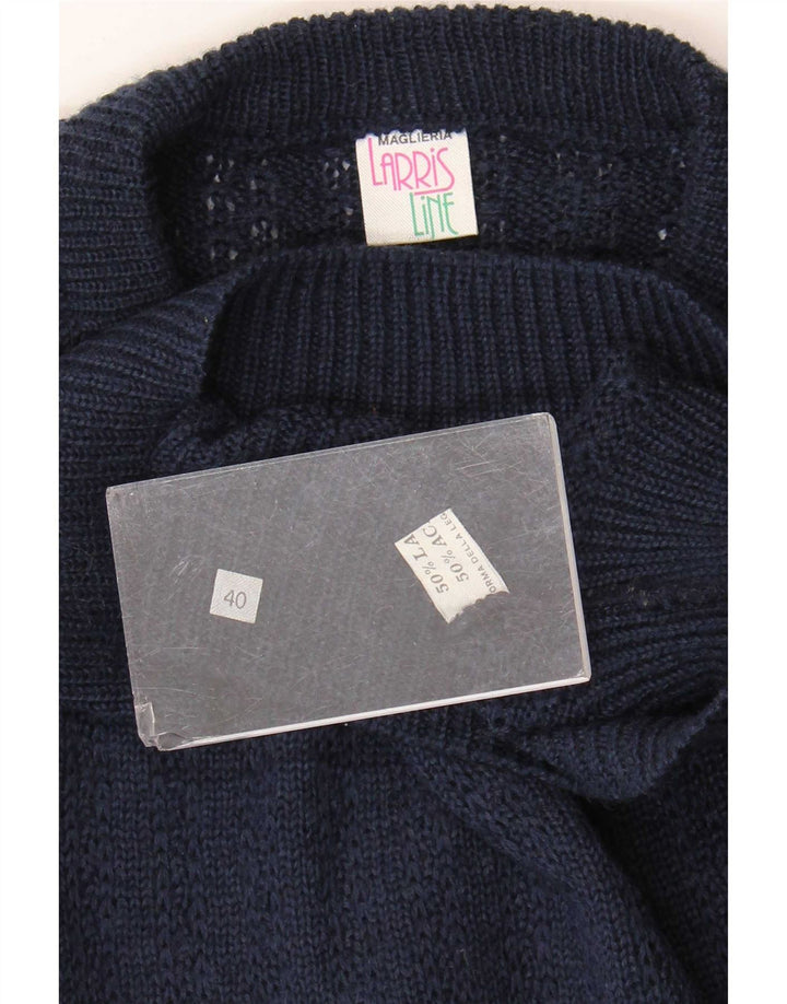 Vintage Damen-Pullover mit Rundhalsausschnitt, EU 40, mittleres Marineblau, Farbblock