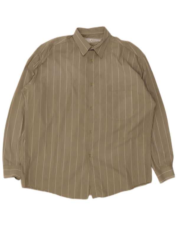 Vintage Herrenhemd Medium Khaki gestreift