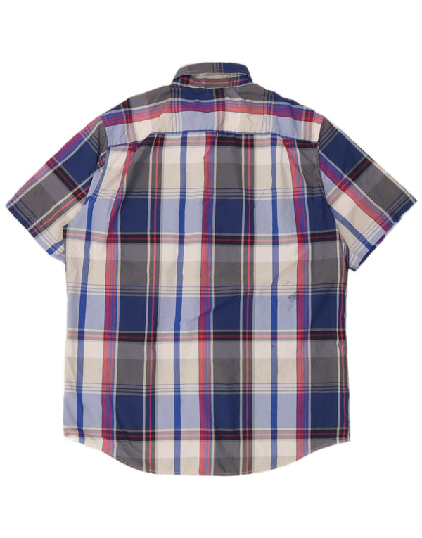 Chaps Mens Short Sleeve Shirt Large Blue Check Polyester