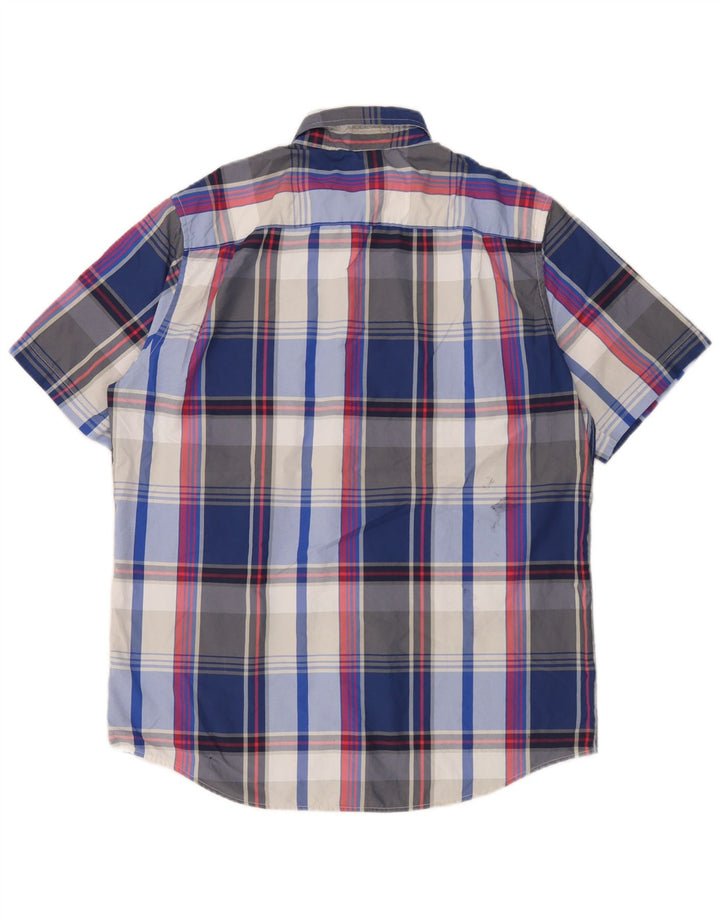 Chaps Herren-Kurzarmhemd, groß, blau kariert, Polyester