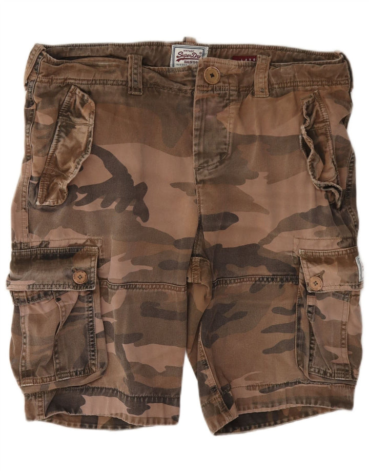 Superdry Herren-Cargoshorts, Größe L, W36, braune Camouflage-Baumwolle