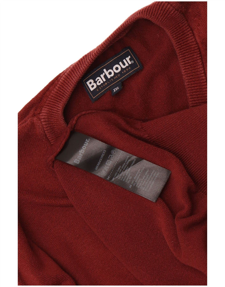 Barbour Herren-Pullover mit V-Ausschnitt, 2XL, kastanienbraune Baumwolle