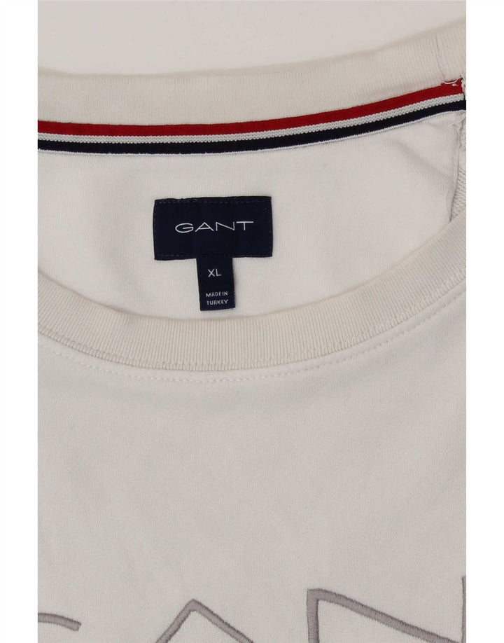 Gant Herren Grafik-Sweatshirt-Pullover XL aus weißer Baumwolle
