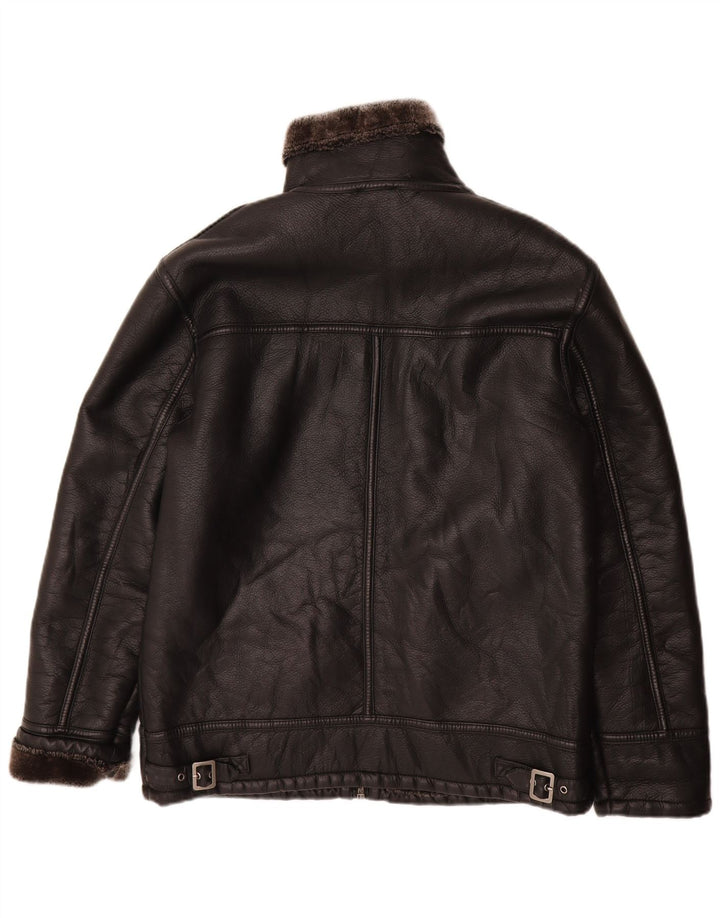 Vintage Herren Shearling Jacke UK 38 Medium Schwarz