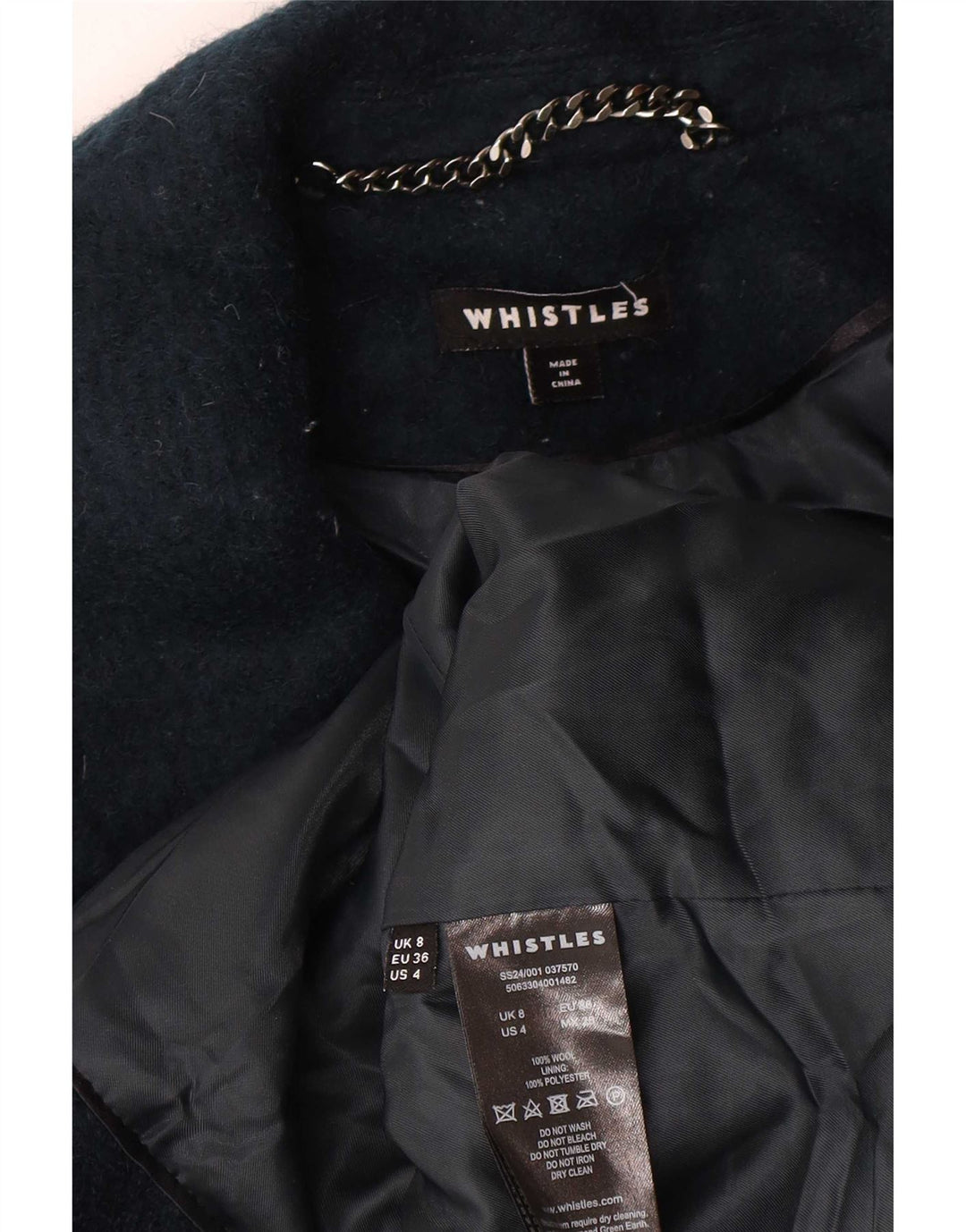 Whistles Damen Übergroßer Mantel UK 8 Small Marineblaue Wolle