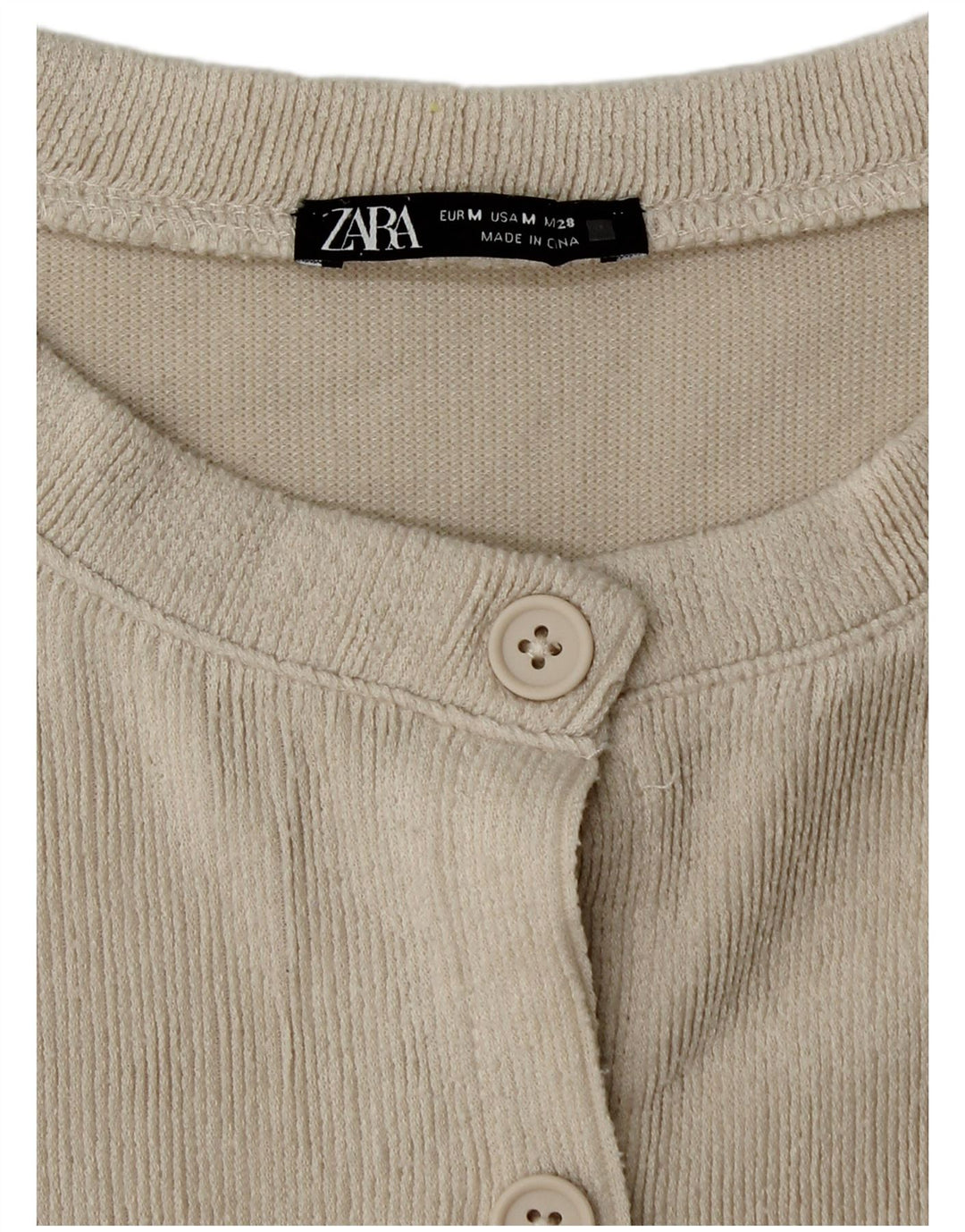 Zara Damen Crop Cardigan Pullover UK 12 Medium Beige