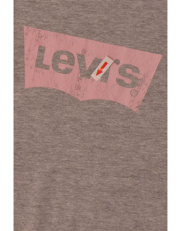 Levi's Womens Graphic T-Shirt Top UK 12 Mittelgrau gefleckte Baumwolle