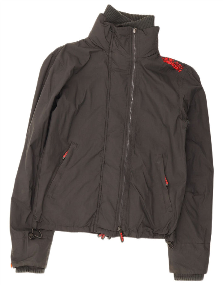 Superdry Herren-Windbreaker-Jacke mit Grafik, UK 36, Small, graues Nylon