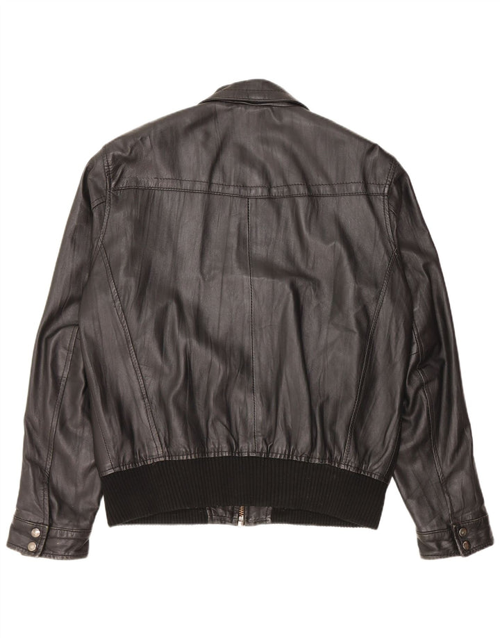 Selected Damen Lederjacke UK 20 2XL Schwarzes Leder