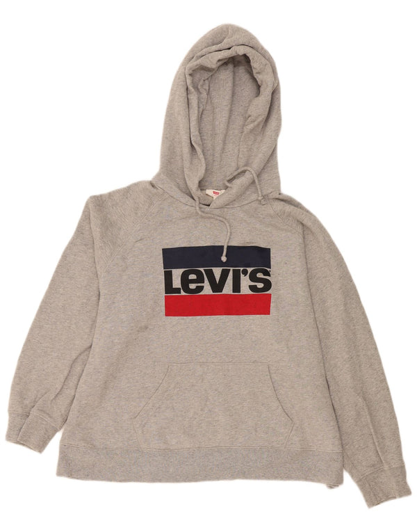 Levi's Womens Graphic Oversized Hoodie Pullover UK 18 XL Graue Baumwolle