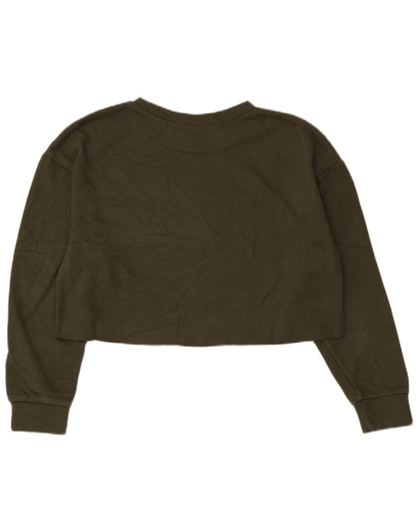 Zara Damen Crop Oversized Sweatshirt Pullover UK 10 Small Khaki