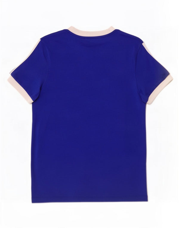 Adidas Damen T-Shirt Top UK 10 Small Blau Baumwolle