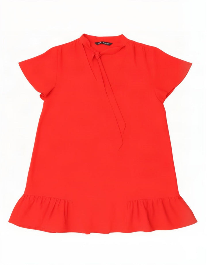 Zara Damen A-Linien-Kleid UK 16 Large Rot Polyester