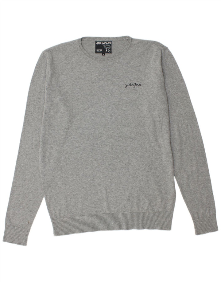 Jack & Jones Herren-Pullover mit Rundhalsausschnitt, XL, Grau meliert