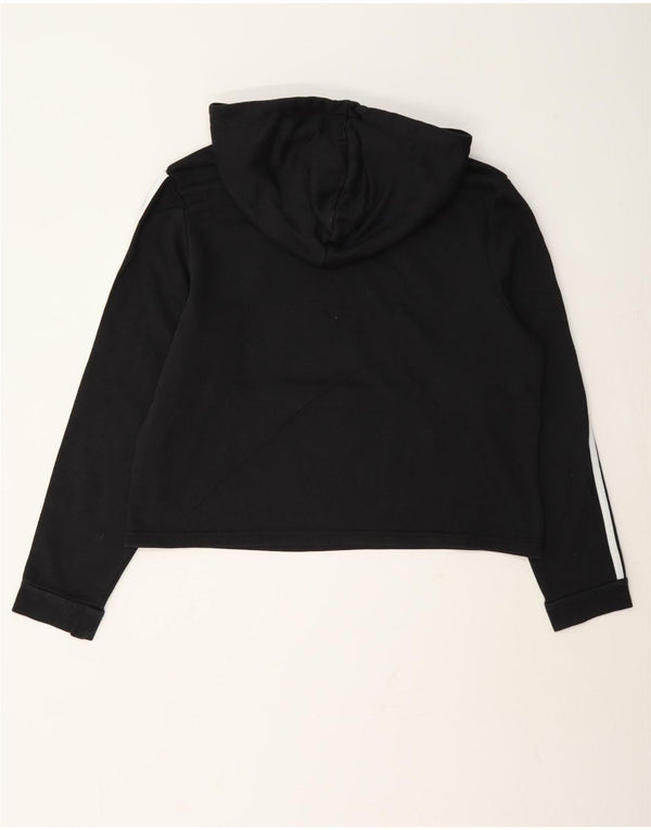 Adidas Damen Crop Graphic Hoodie Pullover UK 16/18 Große schwarze Baumwolle