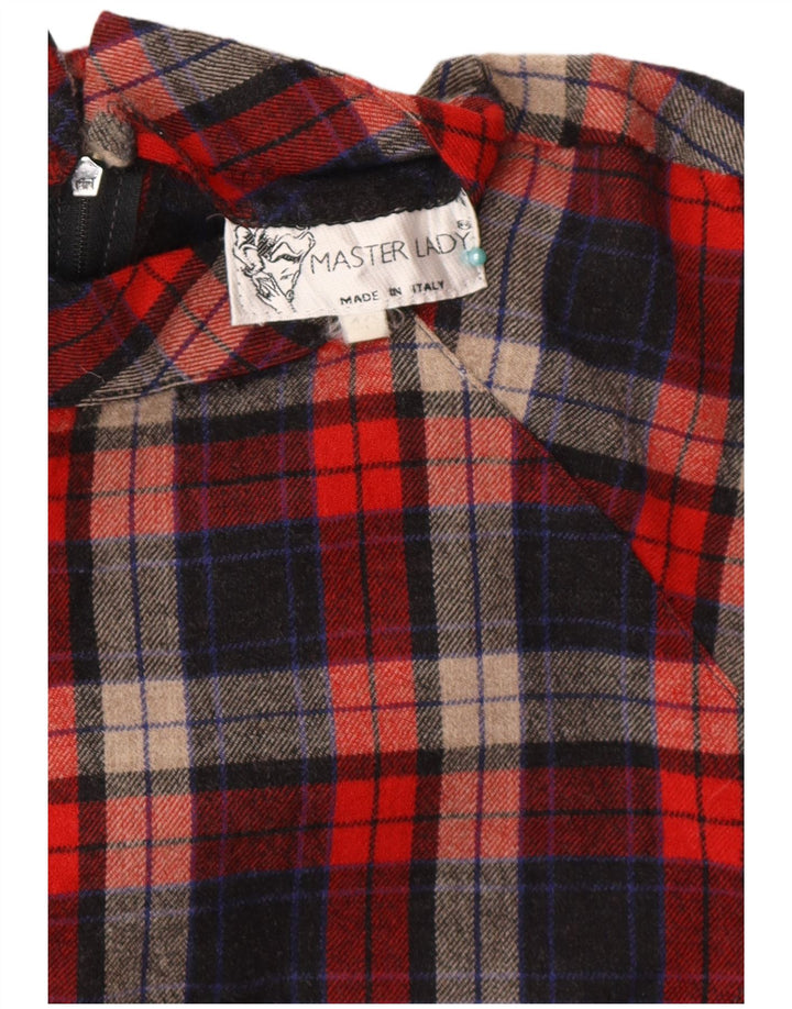 Vintage Damen Langarm-Etuikleid IT 46 Großer roter Karo