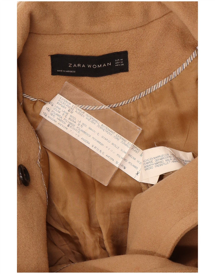 ZARA Damen Zweireihiger Mantel UK 12 Mittelbraune Wolle