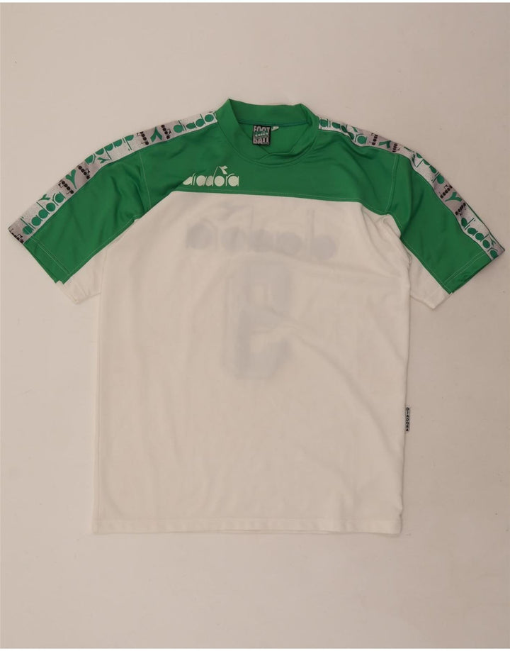 Diadora Herren-T-Shirt mit Grafik, XL, weißes Colourblock-Polyester