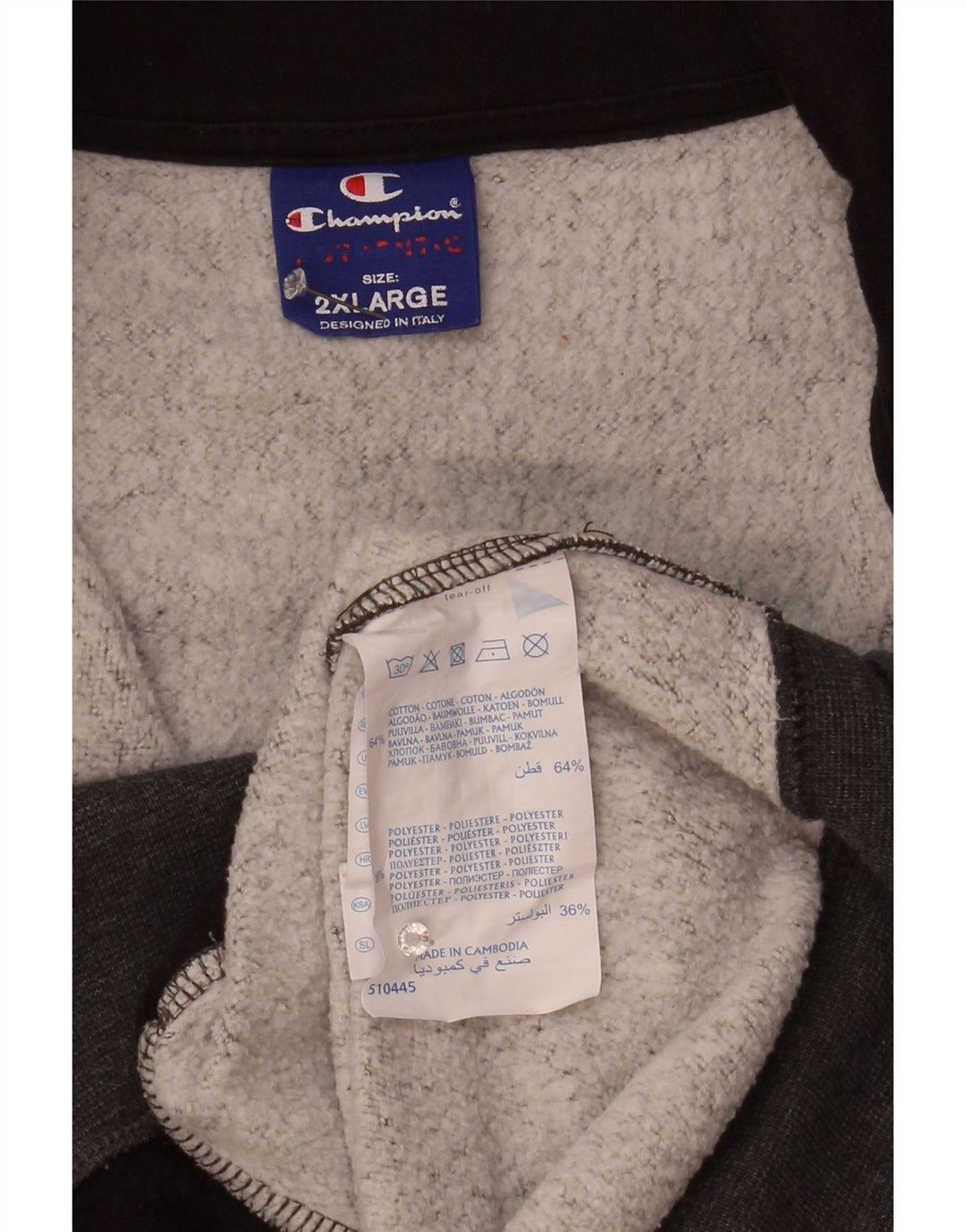 Champion Herren-Trainingsanzug-Oberteil, Jacke, 2XL, grau gefleckte Baumwolle
