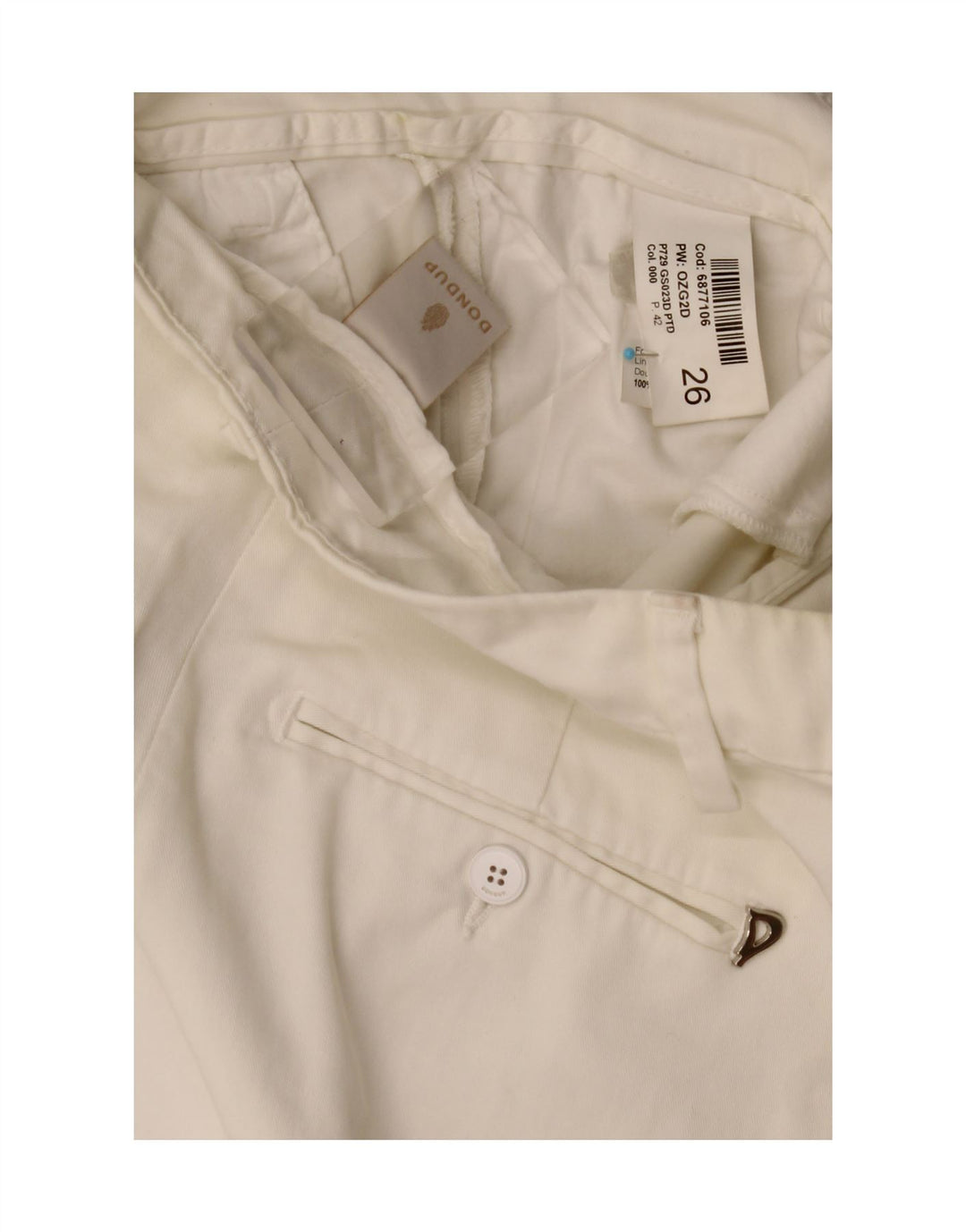 Dondup Slim Chino-Hose für Damen, W26, L27, weiße Baumwolle