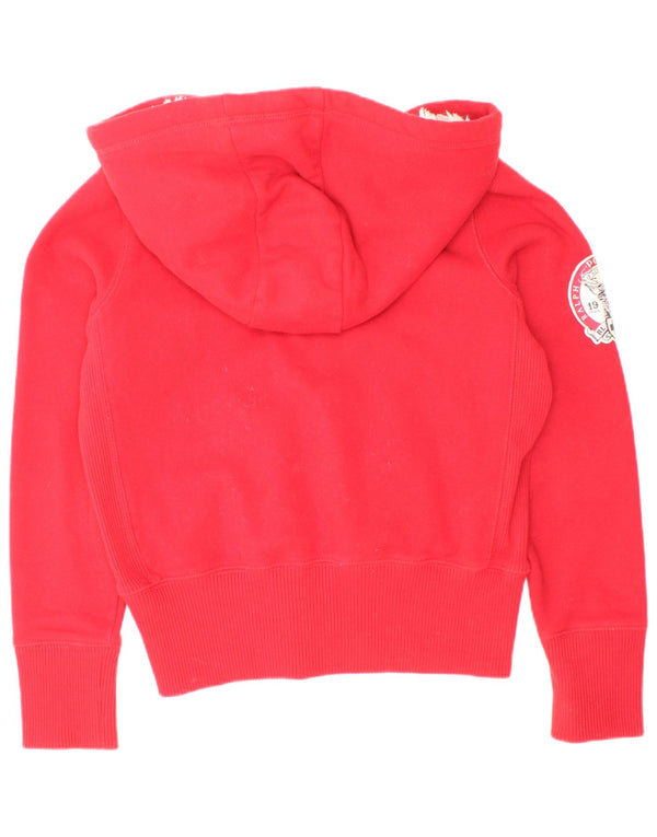 Ralph Lauren Mädchen-Kapuzenpullover mit grafischem Reißverschluss, 8–9 Jahre, mittelrote Baumwolle