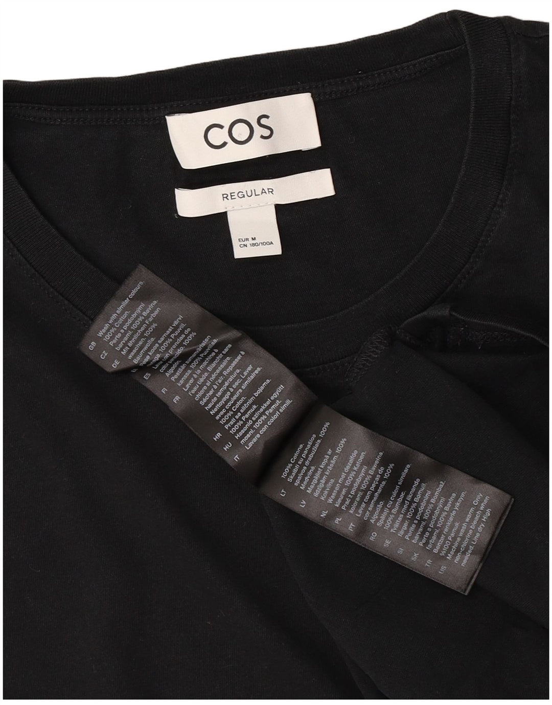 COS Herren-T-Shirt mit normaler Passform, mittelschwarze Baumwolle