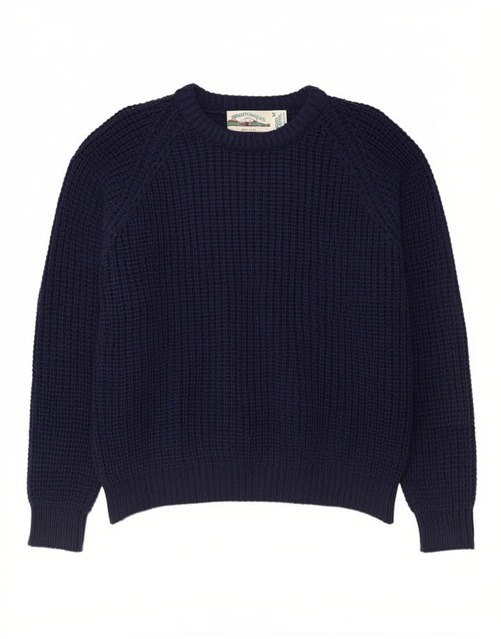 Aran Crafts Herren-Pullover mit Rundhalsausschnitt, mittlere marineblaue Wolle