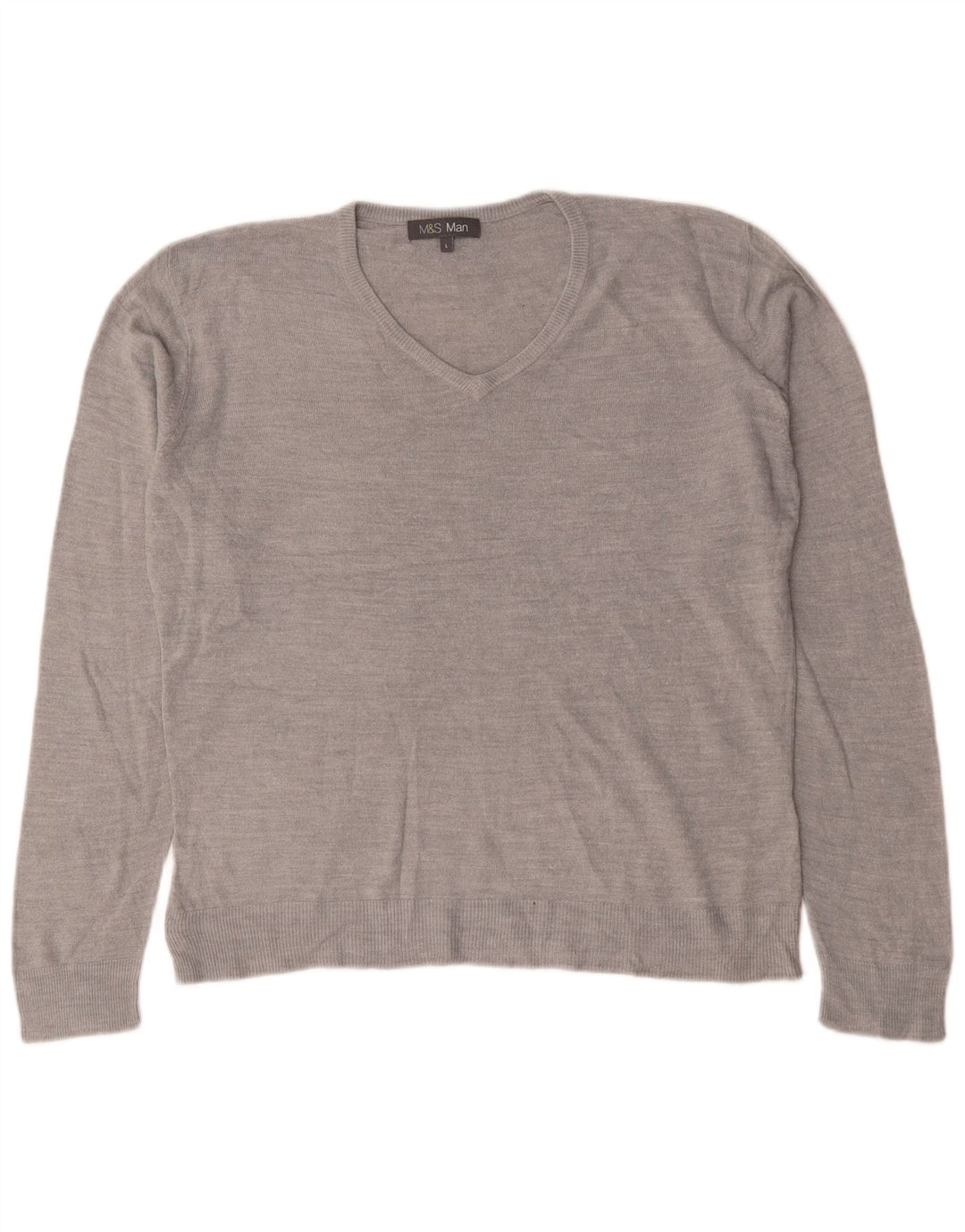 Marks & Spencer Herren-Pullover mit V-Ausschnitt, groß, Acryl, Grau