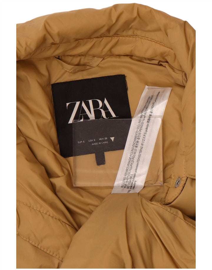 Zara Damen Übergroßer gepolsterter Mantel UK 10 Small Beige Polyester