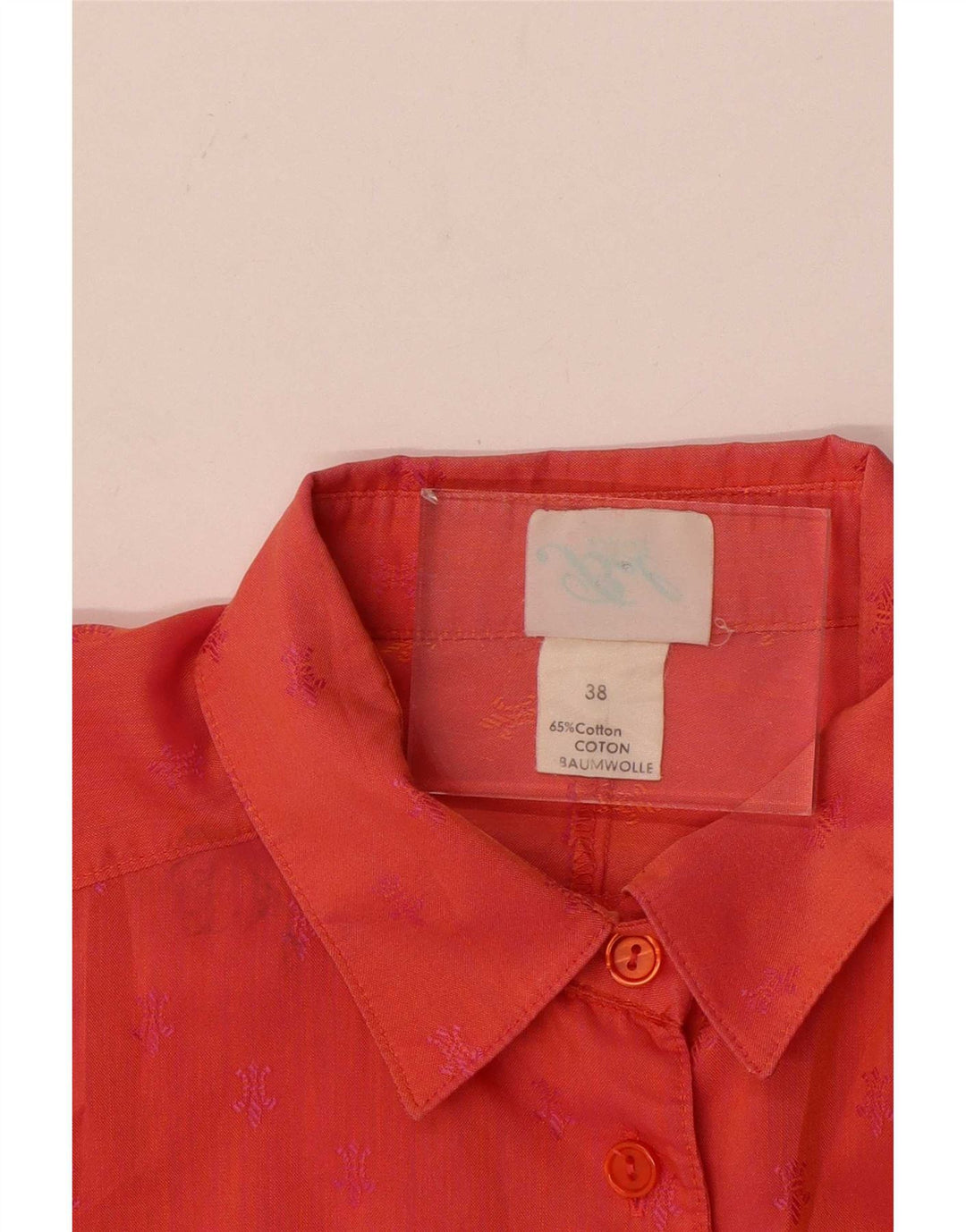 Vintage Damen Langarmshirt EU 38 Mittelrot gefleckte Baumwolle