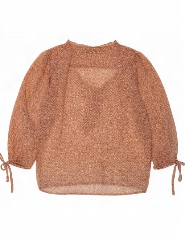 Zara Damen-Oberteil mit abstraktem Muster, 3/4-Ärmel, UK 10, Small Beige
