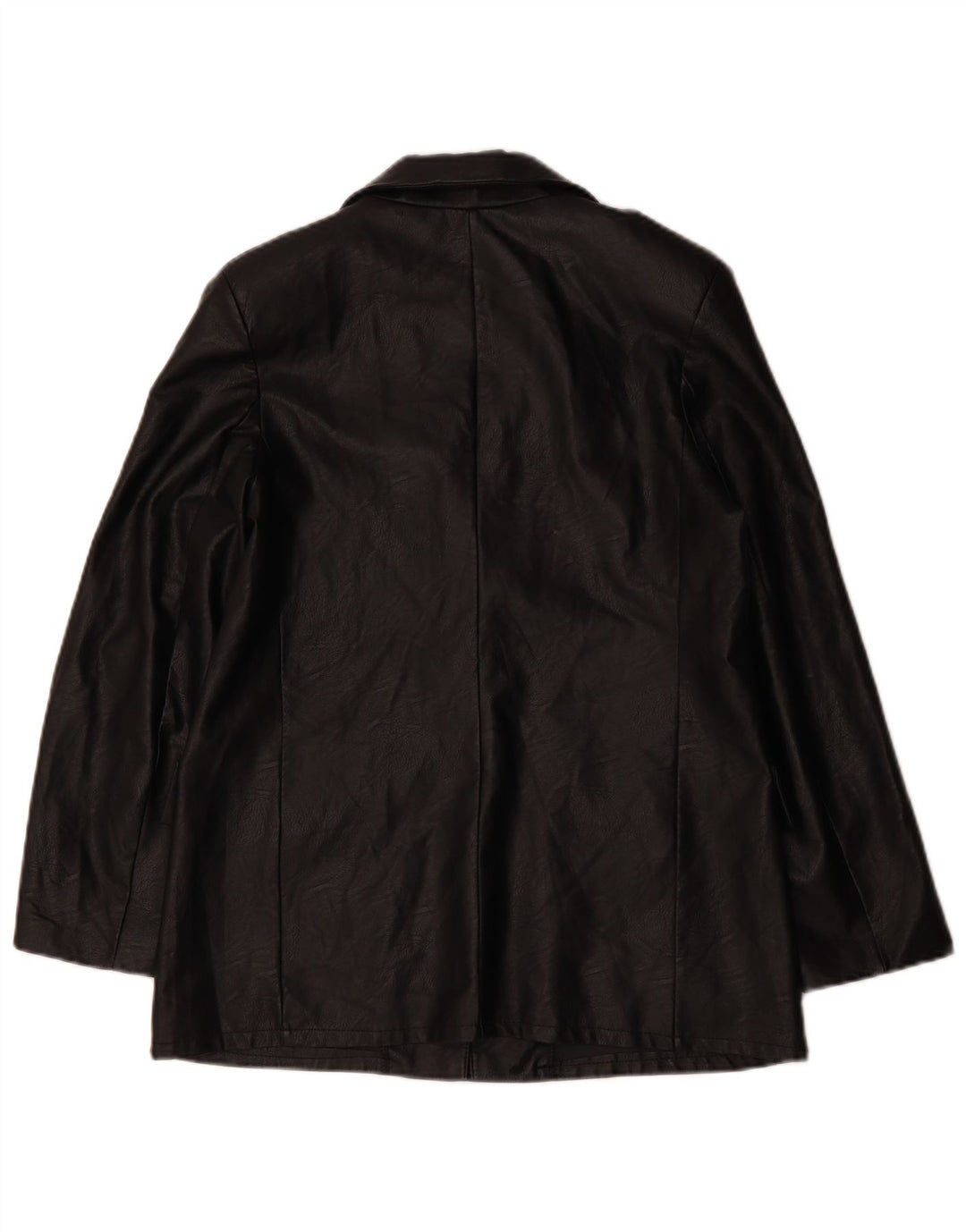 VINTAGE Damen 1-Knopf-Blazer aus Kunstleder, UK 12, Mittelschwarz