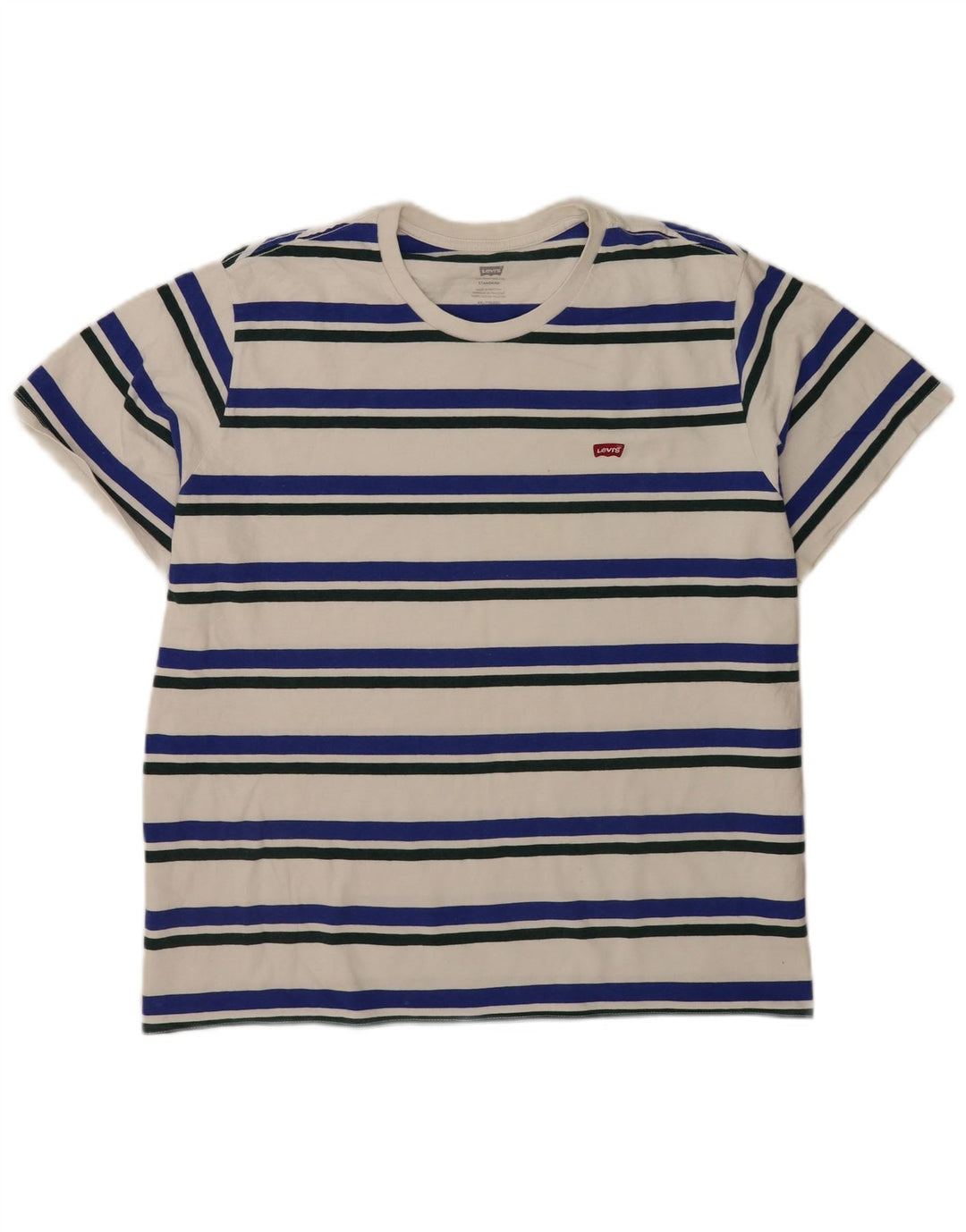 Levi's Herren Standard T-Shirt Top 2XL weiß gestreift aus Baumwolle