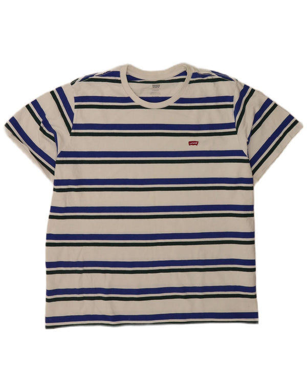 Levi's Herren Standard T-Shirt Top 2XL weiß gestreift aus Baumwolle