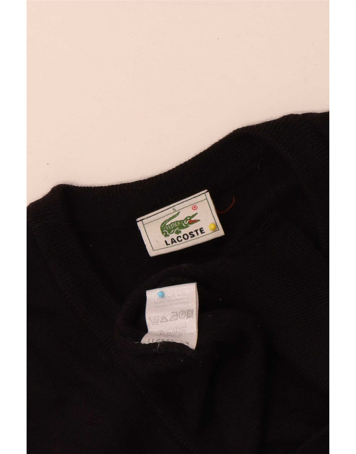 Lacoste Herren-Pullover mit V-Ausschnitt, Größe 5, groß, schwarze Schurwolle