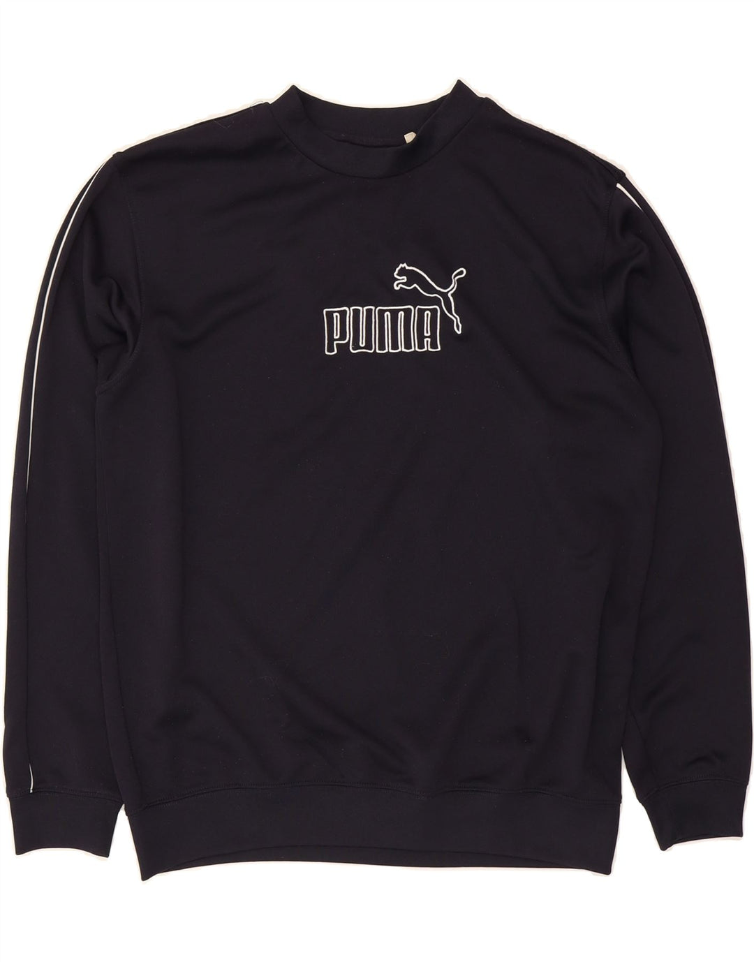 PUMA Mens Graphic Sweatshirt Jumper Large Navy Blue Polyester Vintage Puma and Second-Hand Puma from Messina Hembry 