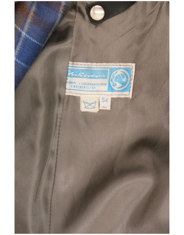 Vintage Herren Ledermantel IT 54 2XL Schwarzes Leder