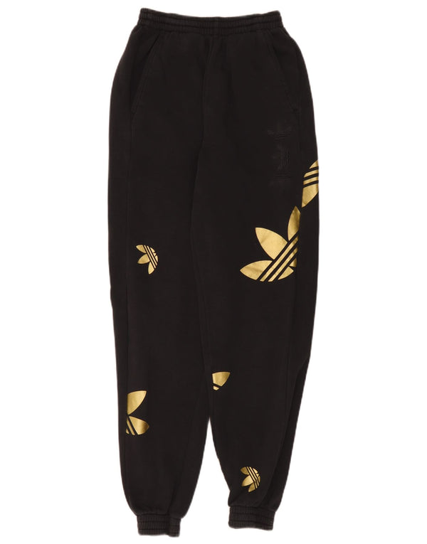 Adidas Damen Graphic High Waist Trainingshose Jogger UK 6 XS Schwarz