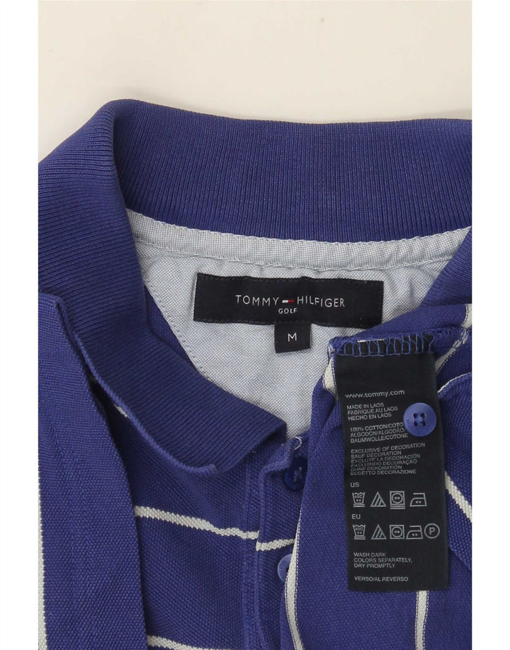 Tommy Hilfiger Herren-Poloshirt aus mittelblauer, gestreifter Baumwolle