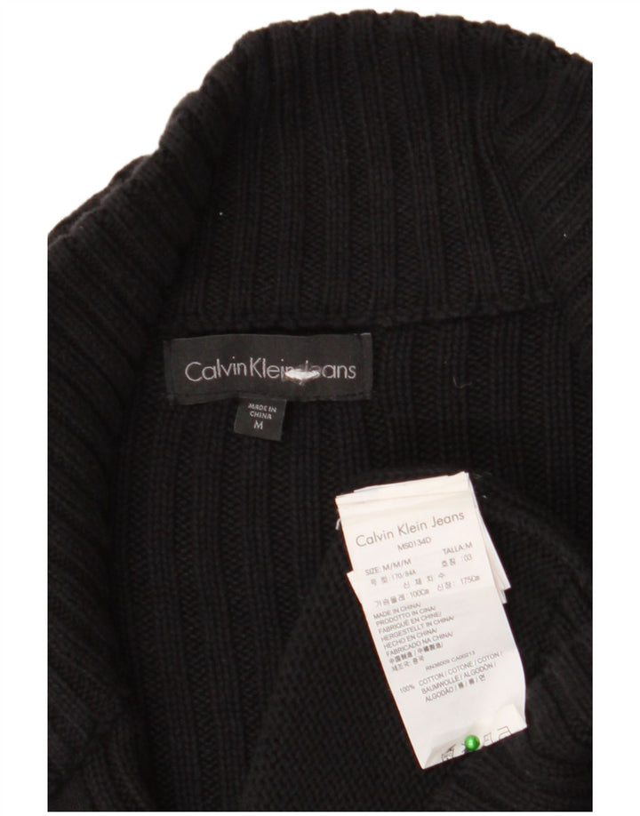Calvin Klein Jeans Herren-Cardigan-Pullover aus mittelschwarzer Baumwolle