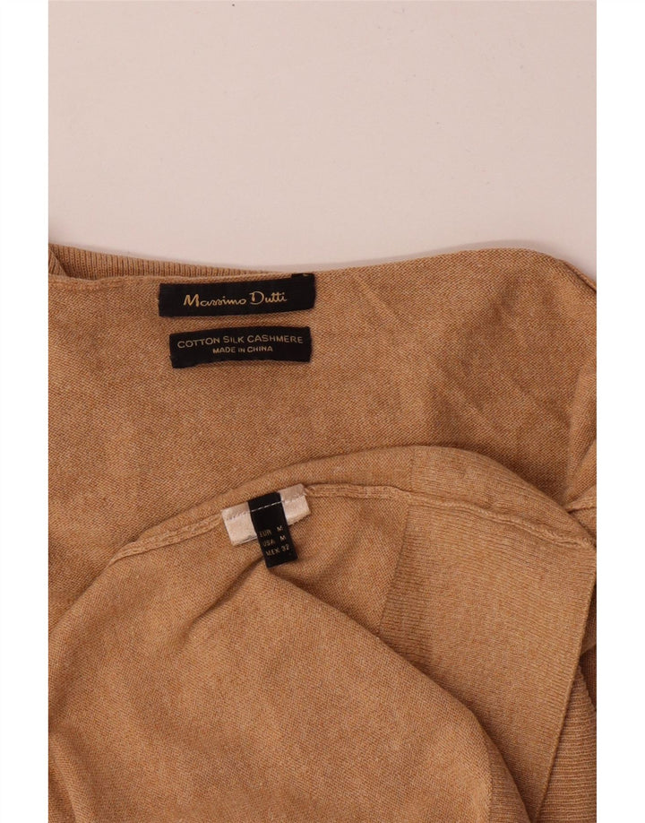 MASSIMO DUTTI Rollkragenpullover für Damen, UK 12, mittelbeige Baumwolle