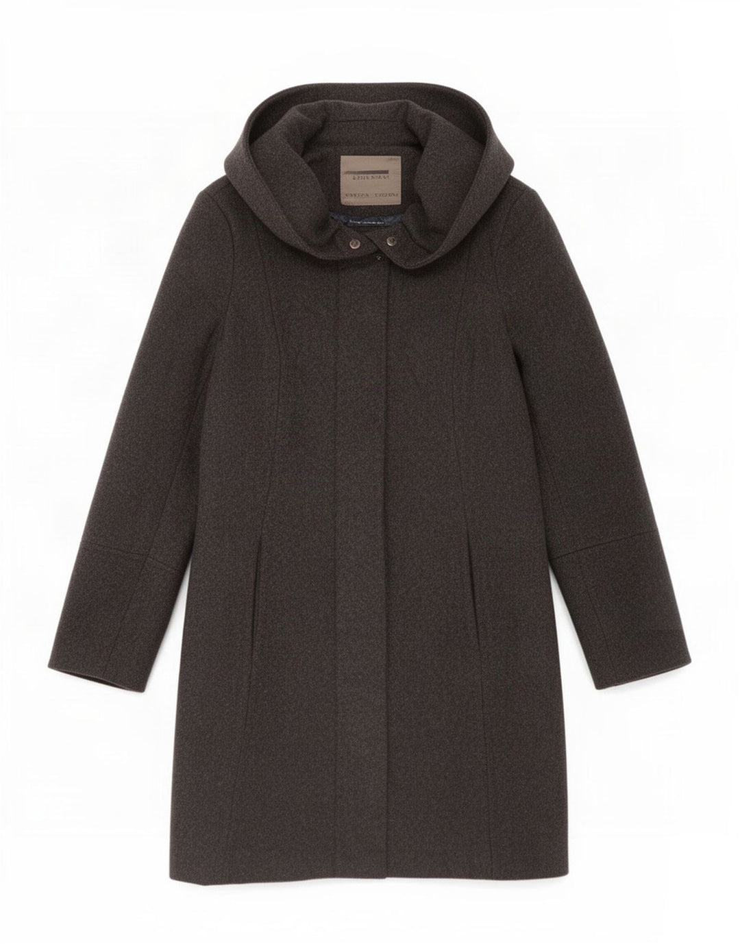 Zara Damen Kapuzenmantel UK 10 Small Schwarze Wolle